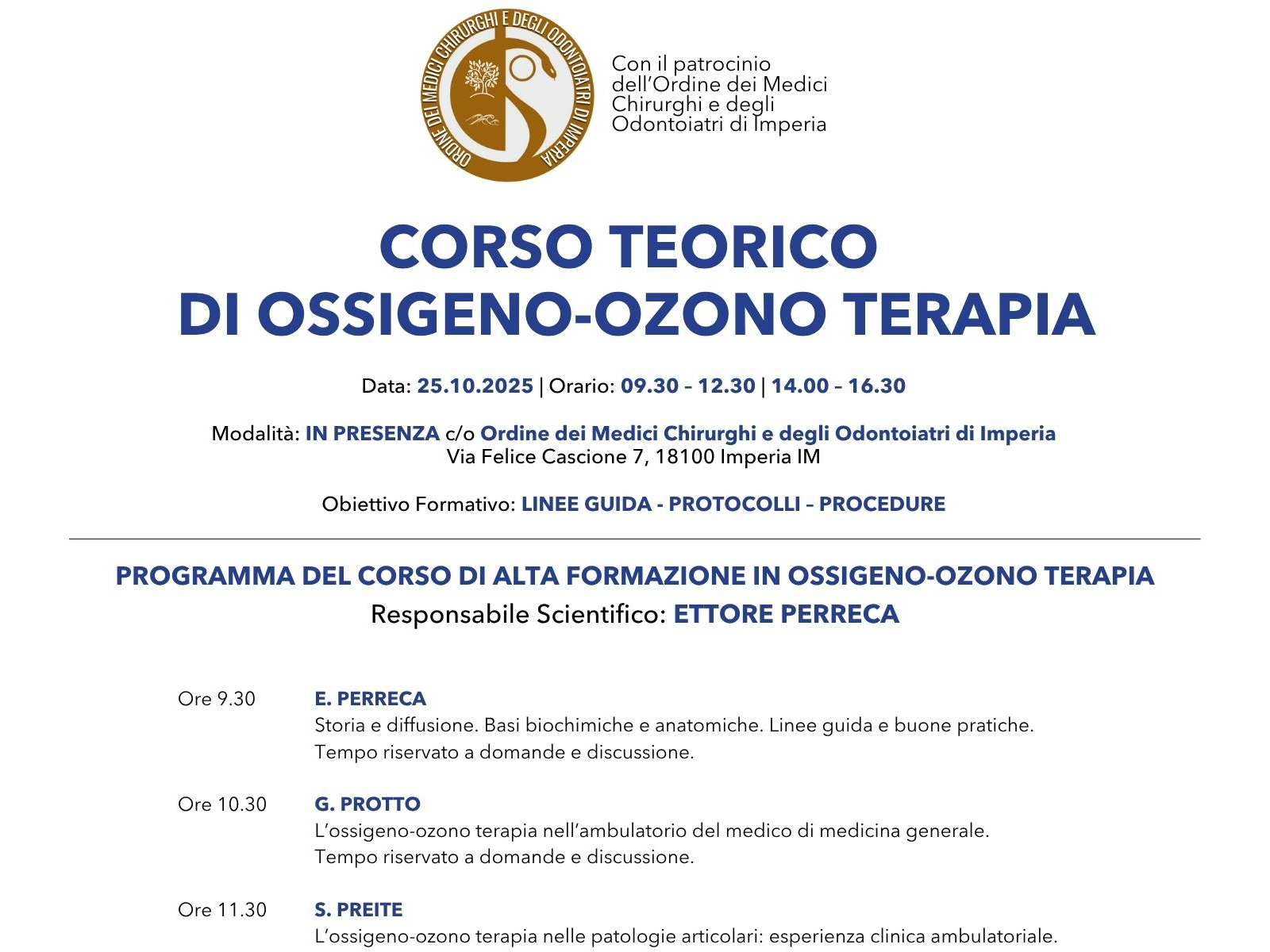 Sintesi del Corso Teorico di Ossigeno-Ozono del 25 Ottobre 2025